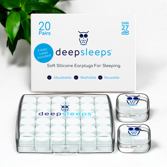 Deep Sleeps Soft Silicone Earplugs for Sleeping 20 Pairs - Deep Sleeps