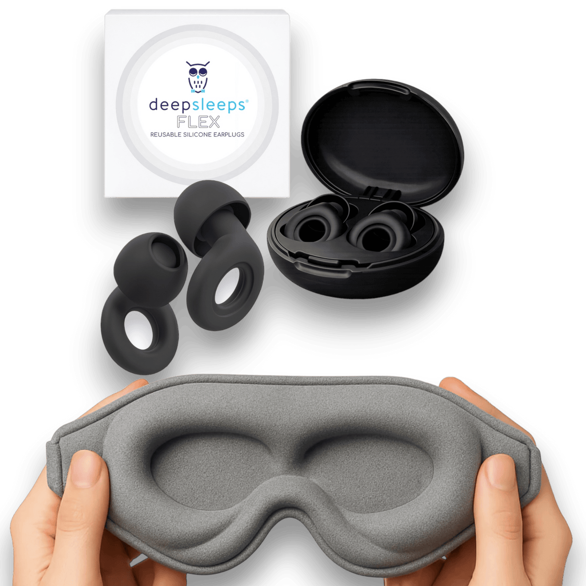 Flex Reusable Earplugs for Sleeping - Black - Deep Sleeps