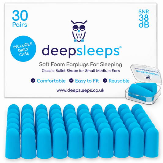 Deep Sleeps Bullet Shaped Foam Earplugs For Sleeping - Small/Medium - 38db, 30 Pairs