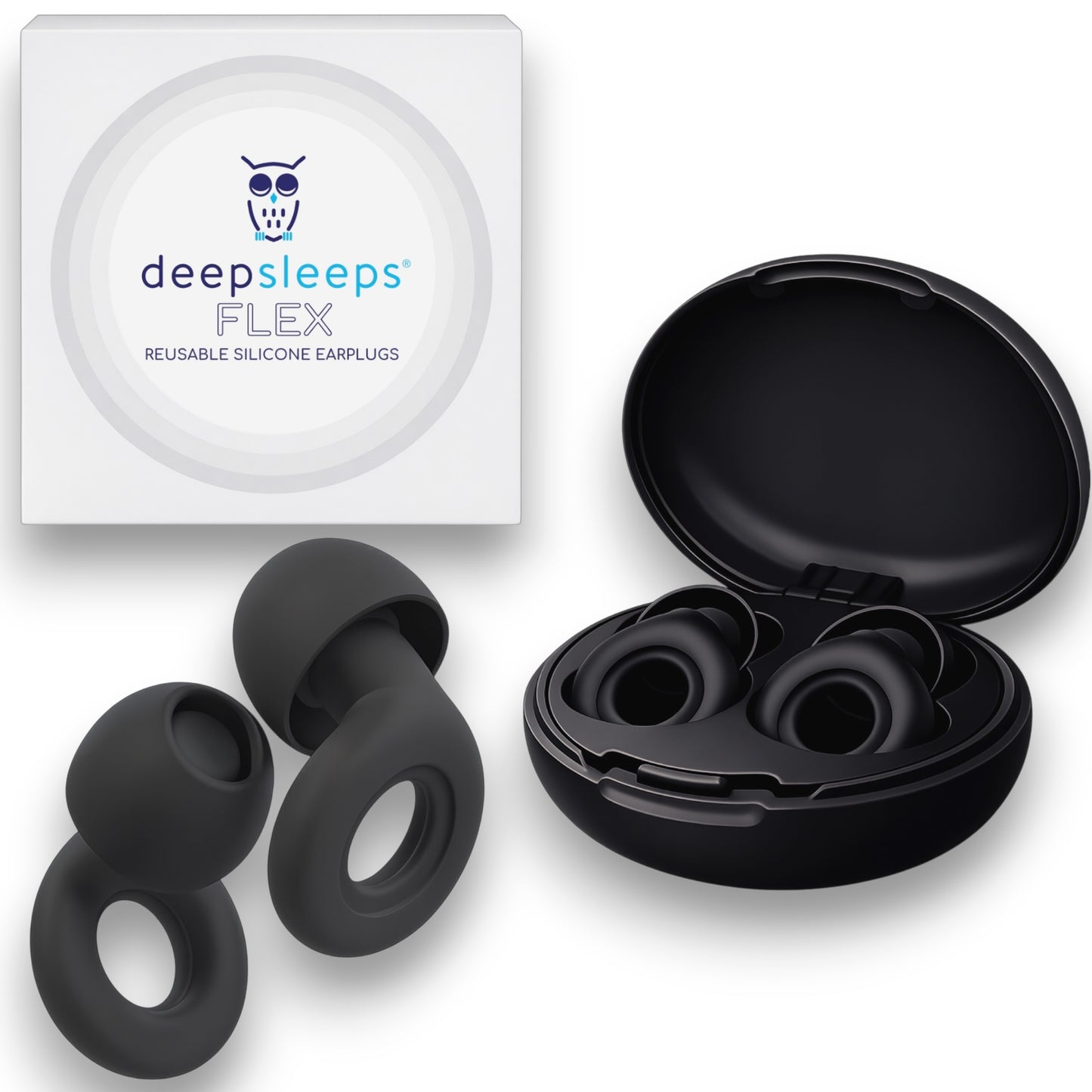 Flex Reusable Earplugs for Sleeping - Black