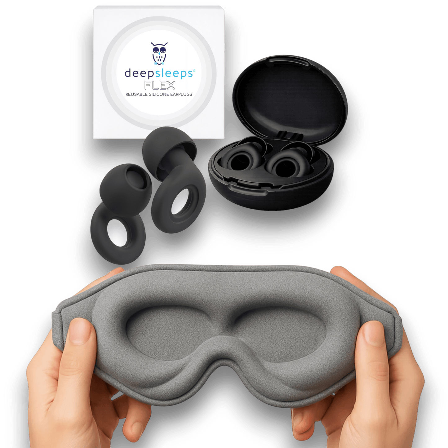 Flex Reusable Earplugs for Sleeping - Black - Deep Sleeps