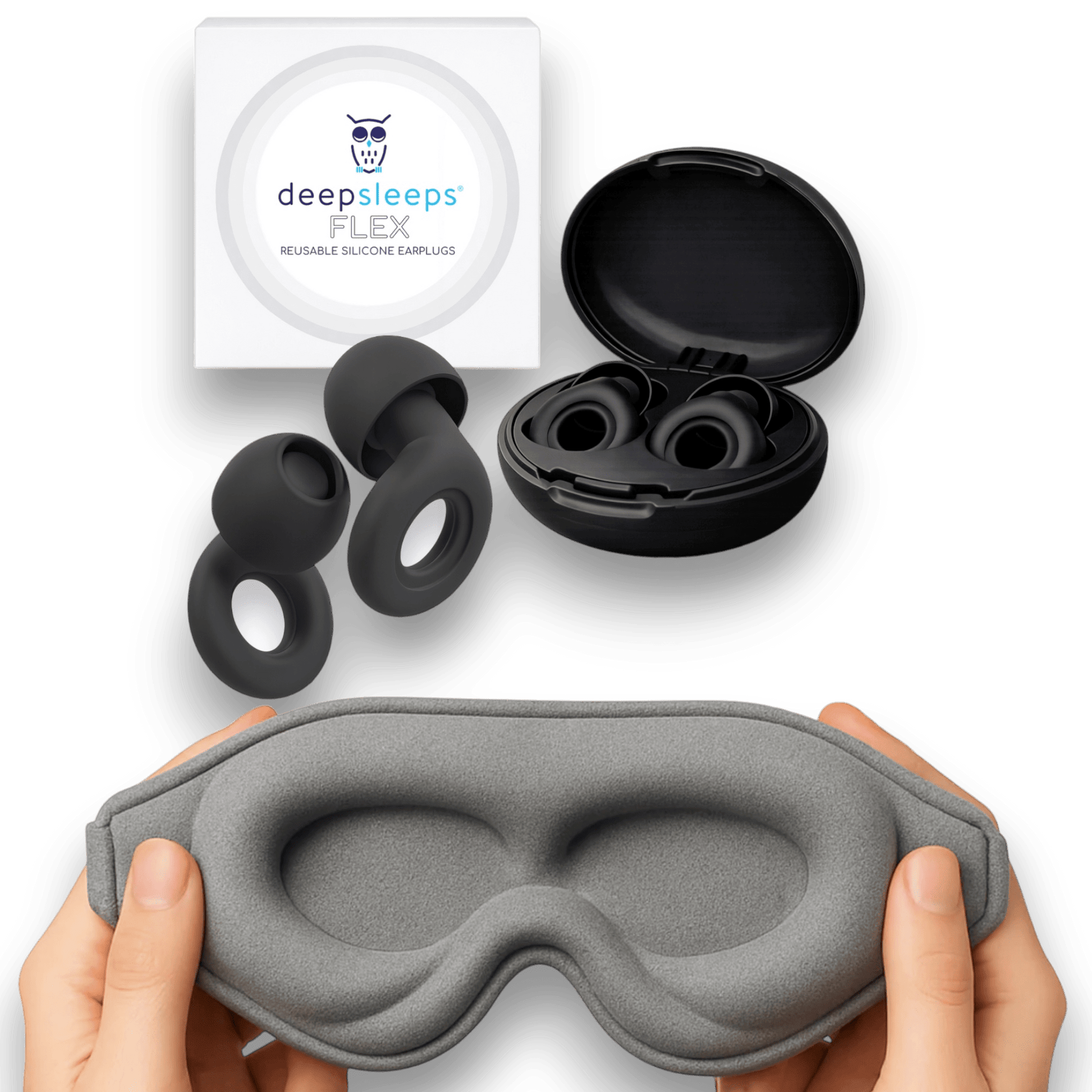 Flex Reusable Earplugs for Sleeping - Black - Deep Sleeps