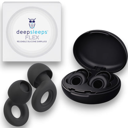 Flex Reusable Earplugs for Sleeping - Black - Deep Sleeps