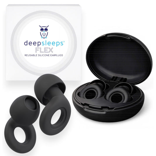 Flex Reusable Earplugs for Sleeping - Black - Deep Sleeps