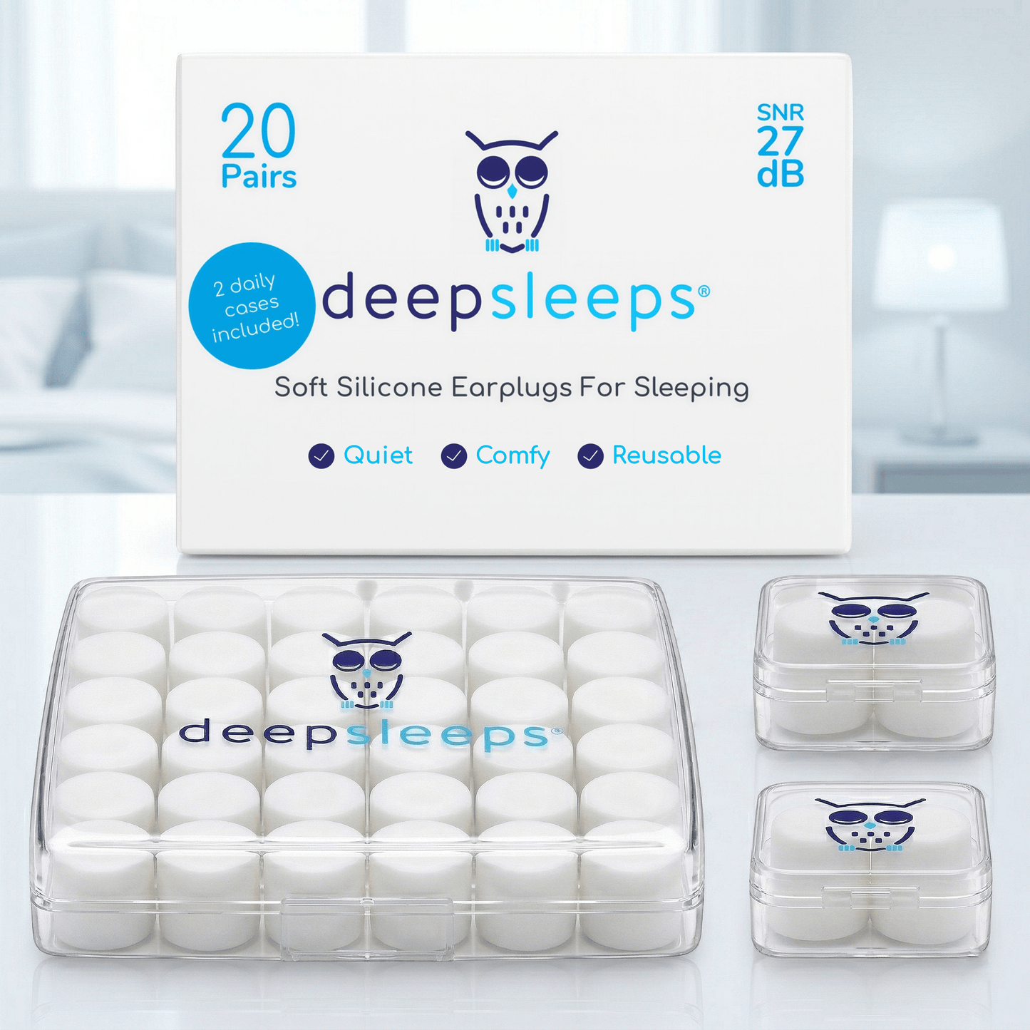 Soft Silicone Earplugs for Sleeping - 20 Pairs - Deep Sleeps