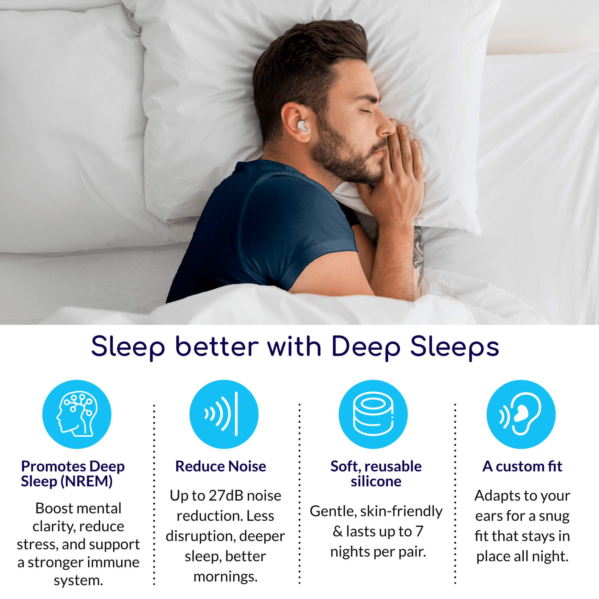 Soft Silicone Earplugs for Sleeping - 20 Pairs - Deep Sleeps